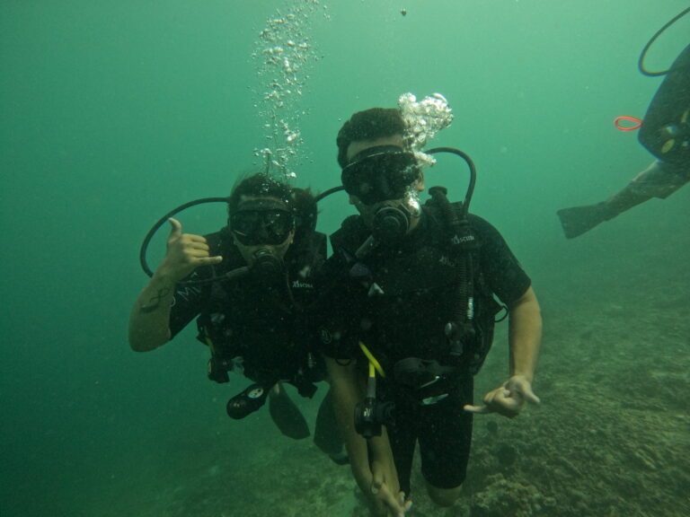 Maitri and Ajay doing scuba